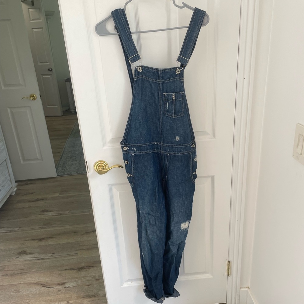 Long overalls, big star, dark wash